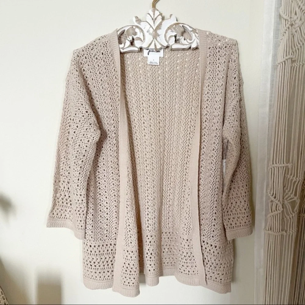 NWT Andrea Jovine Cream Beige Crochet Jacket - Picture 5 of 11
